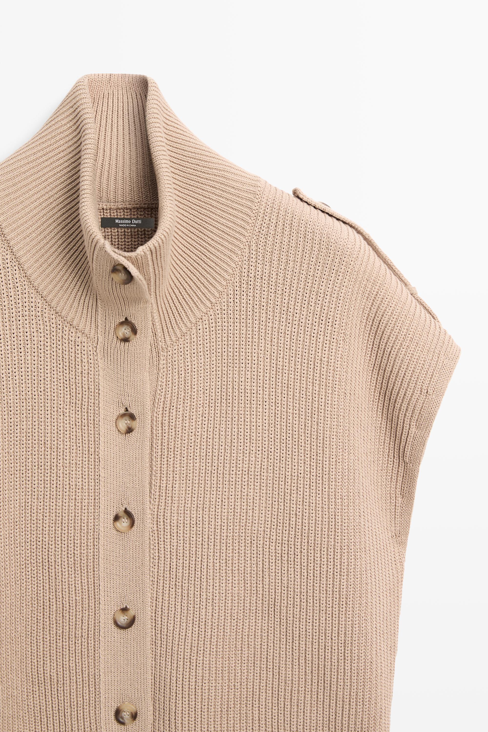 100% cotton button-detail knit vest